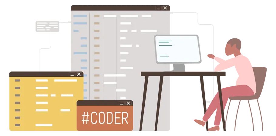 Codificação do programador no laptop  Ilustração