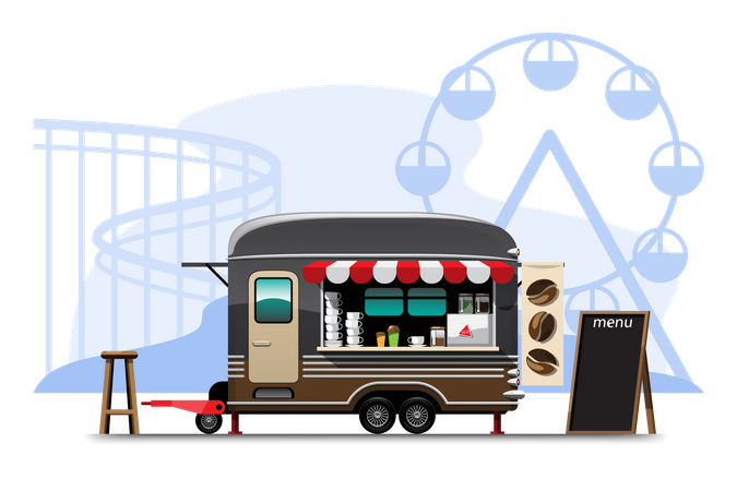 Coffee shop on wheels  Illustration