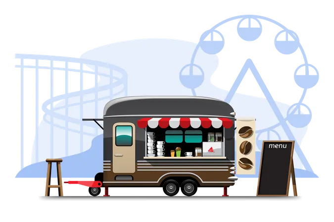 Coffee shop on wheels  Illustration