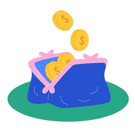 Coins Dropping into Wallet  Illustration