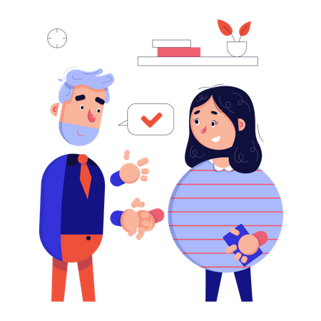 Colleagues shake hands  Illustration