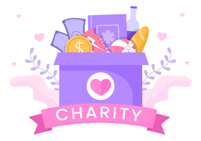 Collecting resources for charity donation  Illustration