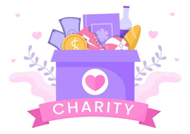 Collecting resources for charity donation  Illustration