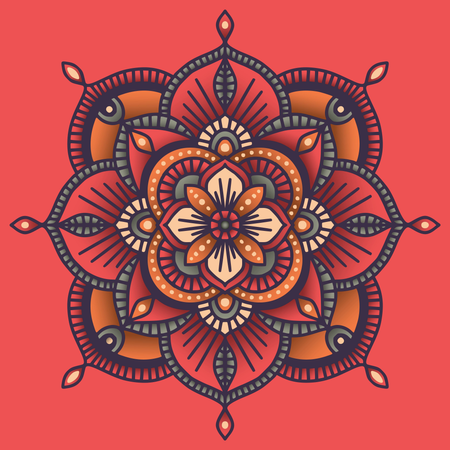 Mandala ethnique floral ornemental coloré  Illustration