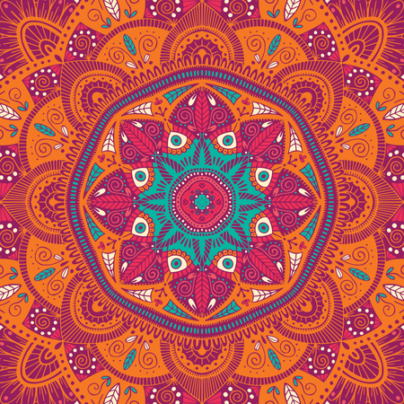 Mandala ethnique floral ornemental coloré  Illustration