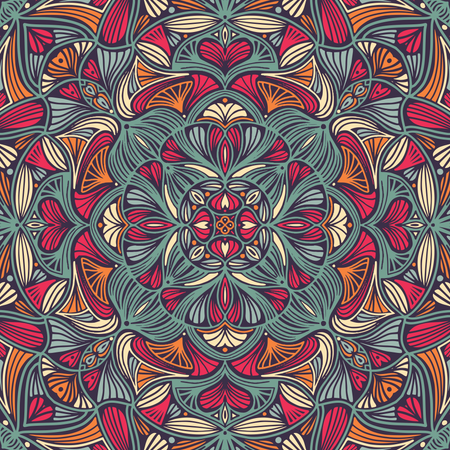 Mandala ethnique floral ornemental coloré  Illustration