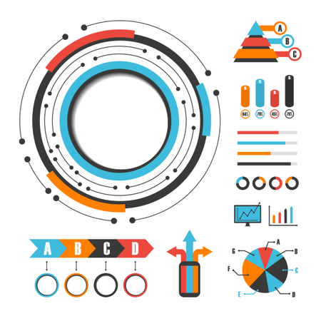 Colorful Flowchart Infographic, Isolated On White Background  Illustration