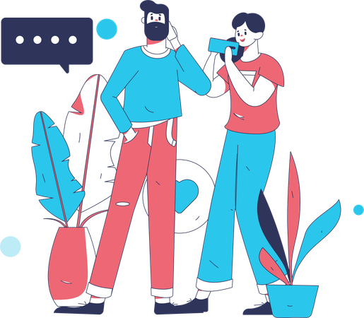 Communication en ligne effectuée par des amis  Illustration