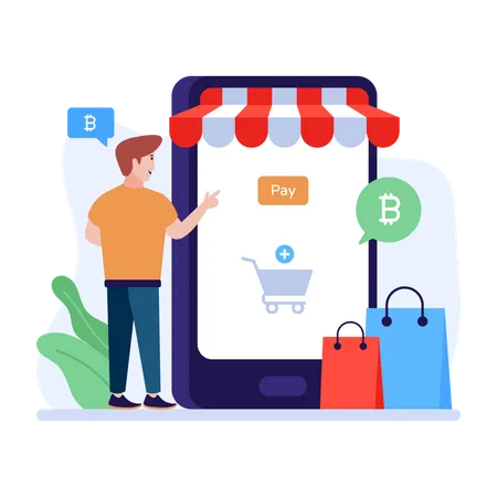 Compras en línea a través de bitcoin  Ilustración