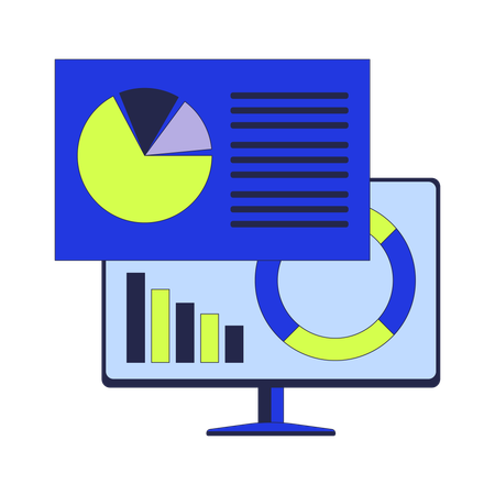 Computer analyzing data  Illustration