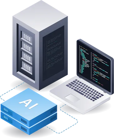 Computer artificial intelligence data server  일러스트레이션