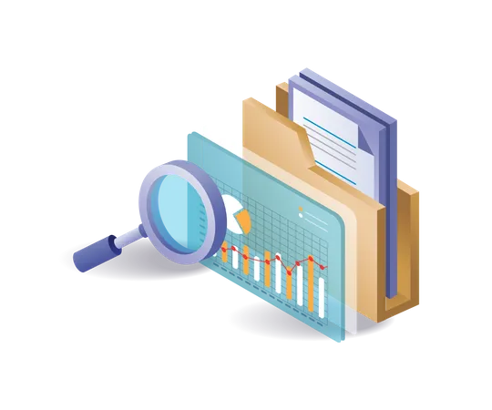 Computer folder data analysis  Illustration