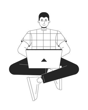 Computer specialist working on laptop  Illustration