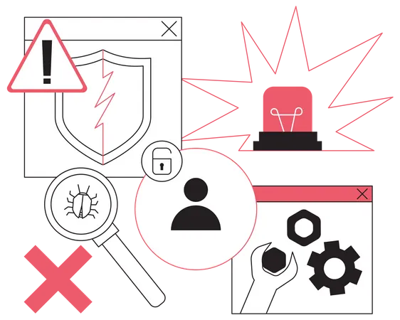 Computer system breakdown  Illustration