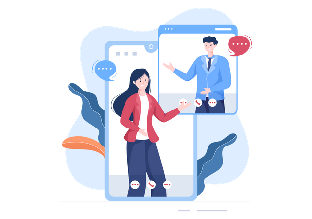 Conference Video Call by Remote Communication  Illustration