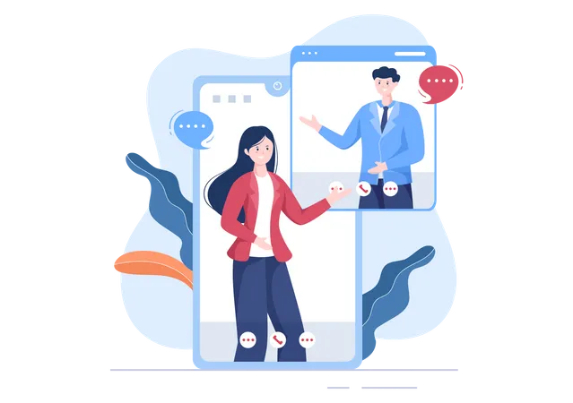 Conference Video Call by Remote Communication  Illustration