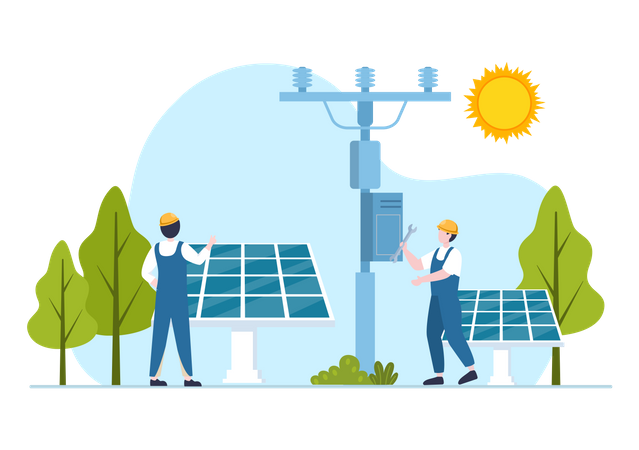 Configuração do painel solar  Ilustração