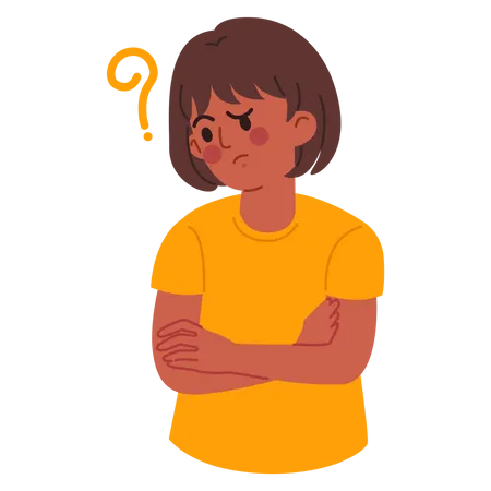 Confused girl thinking something  Illustration