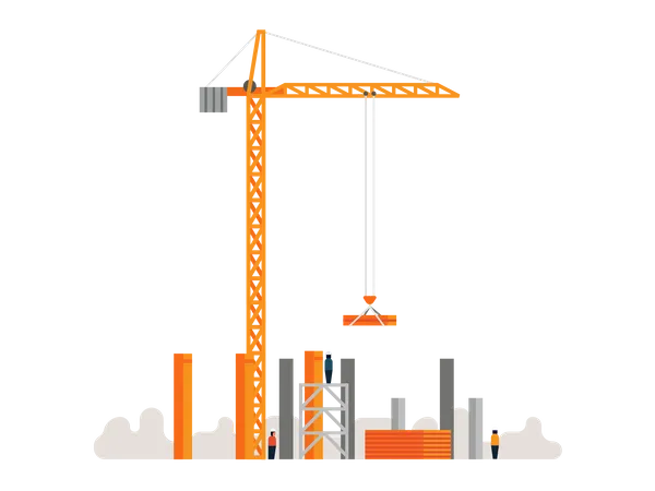 Construction crane lifting material  Illustration