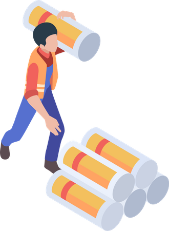 Construction worker lifting materiel  Illustration