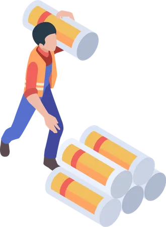 Construction worker lifting materiel  Illustration