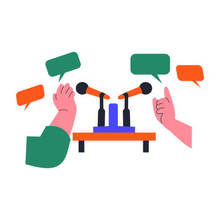 Conversational on podcast  Illustration