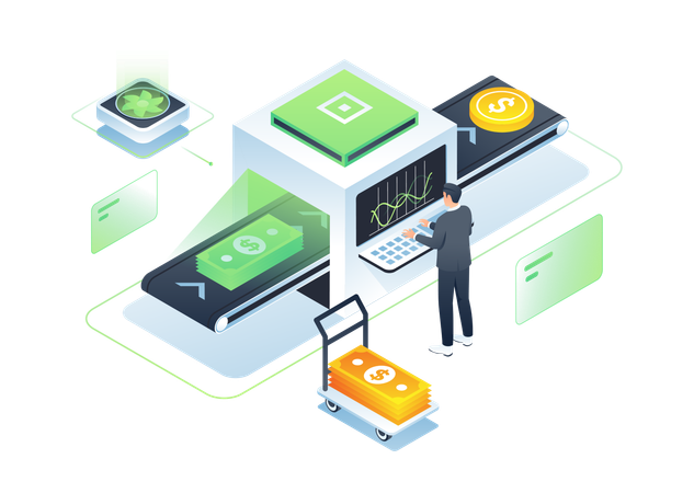 Conveyor Belt Money Machine  Illustration