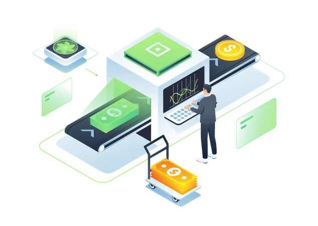 Conveyor Belt Money Machine  Illustration