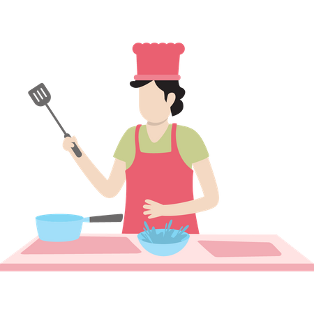 Cooking food by chef  Illustration