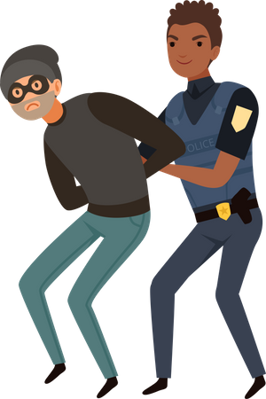 Cop Officer Arresting Criminal  イラスト