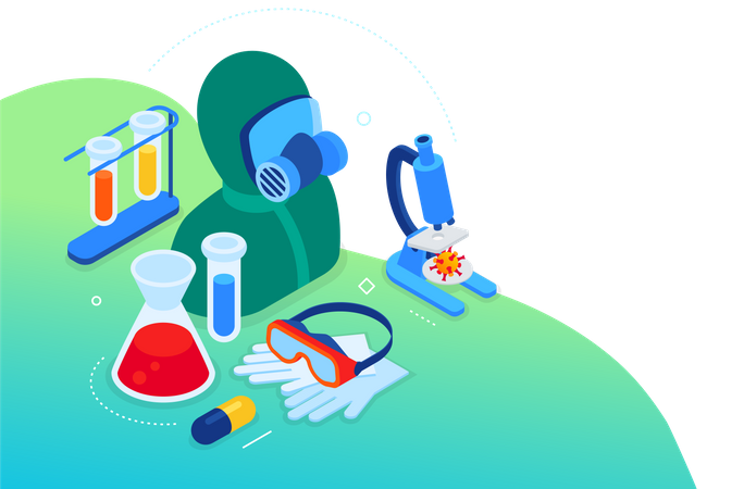 Équipements de laboratoire de coronavirus  Illustration