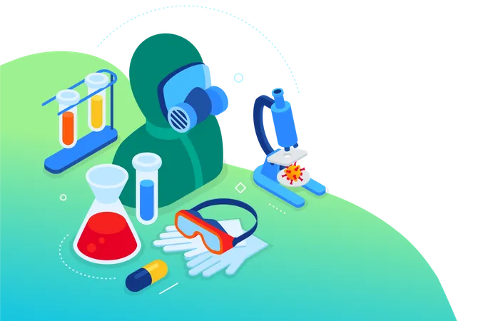 Équipements de laboratoire de coronavirus  Illustration