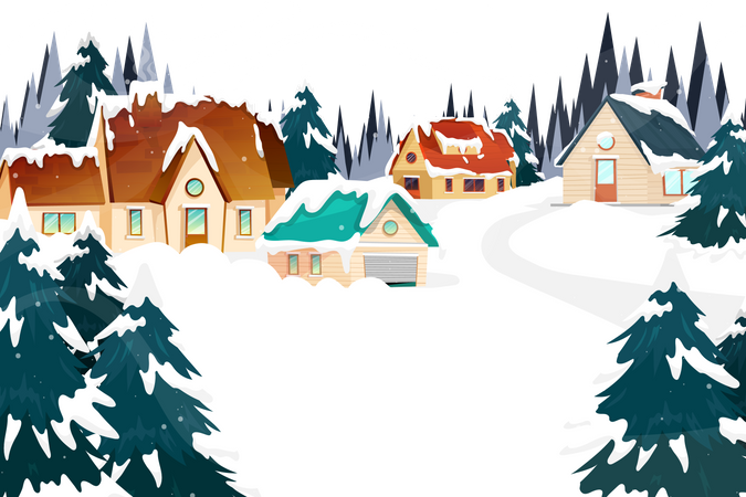 Countryside set in snow all over Christmas  일러스트레이션