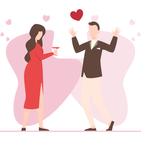 Couple en rendez-vous romantique  Illustration