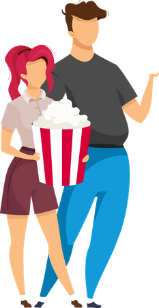 Couple at movie date  Illustration