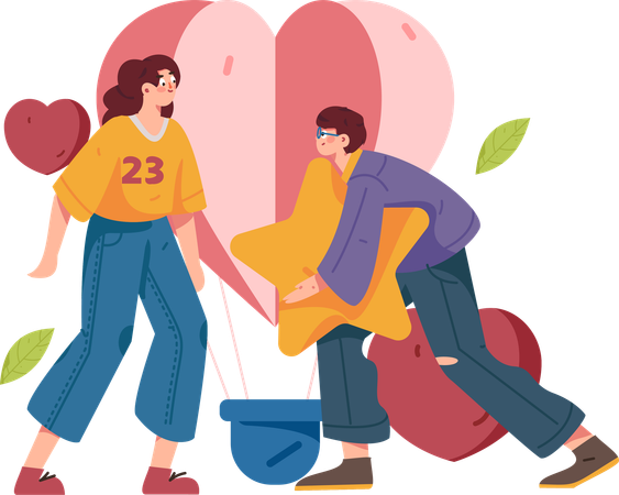 Un couple fête la Saint-Valentin ensemble  Illustration