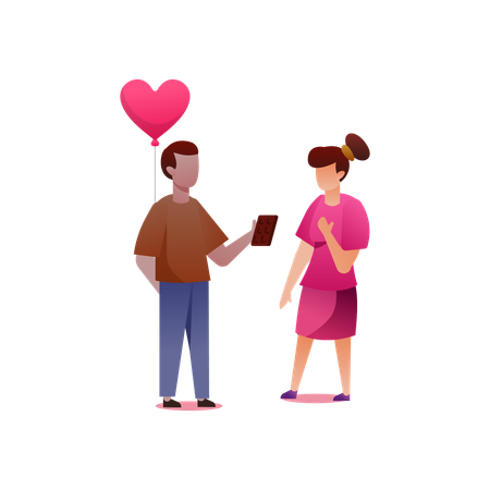 Couple Celebrating Valentine  Illustration