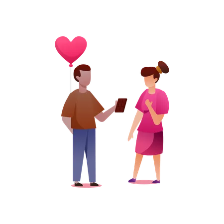 Couple Celebrating Valentine  Illustration