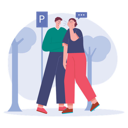 Couple communication in park  Illustration