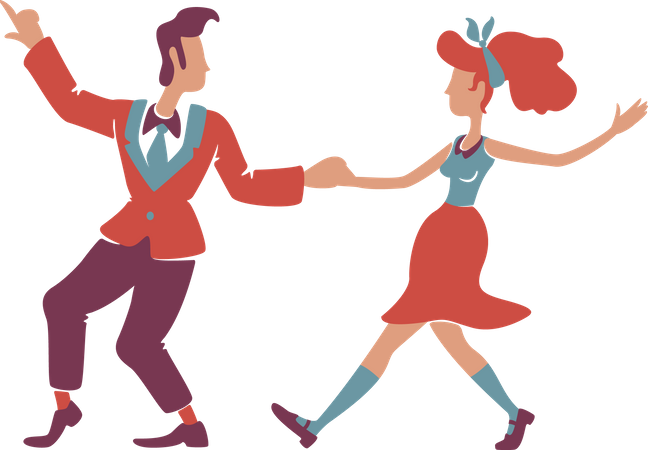 Couple dancing boogie woogie  イラスト