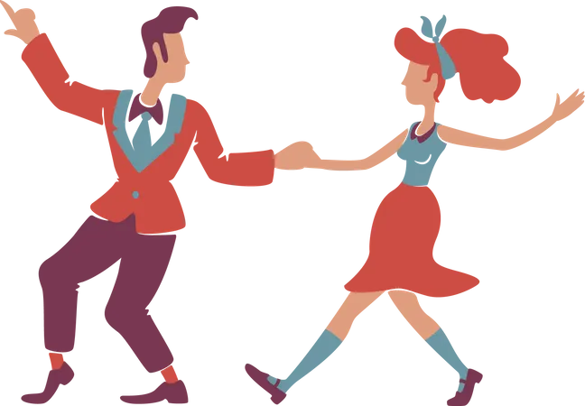 Couple dancing boogie woogie  イラスト