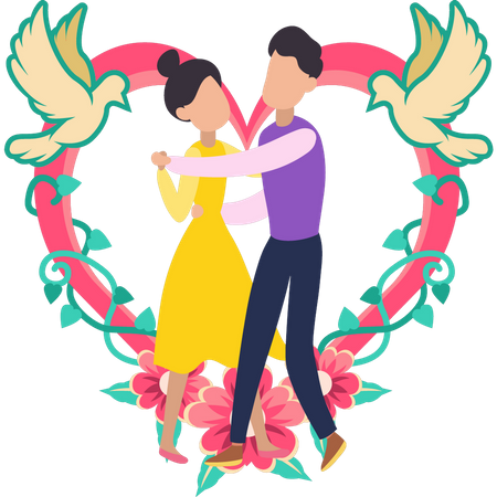 Couple dancing on valentine day  Illustration