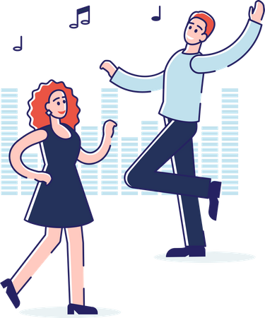 Couple dancing together on a romantic song  Illustration