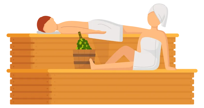 Couple dans un hammam  Illustration