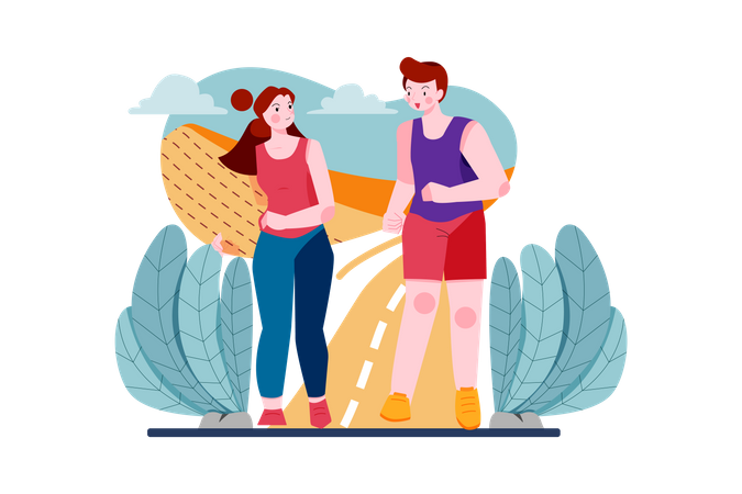 Couple doing jogging together  Illustration