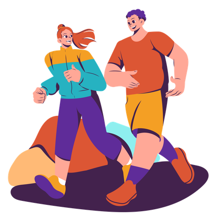 Couple doing jogging together  Illustration