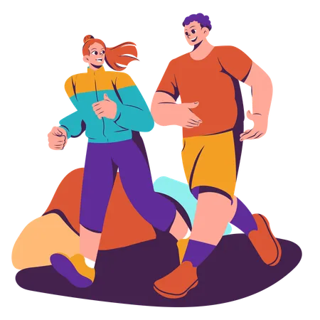 Couple doing jogging together  Illustration