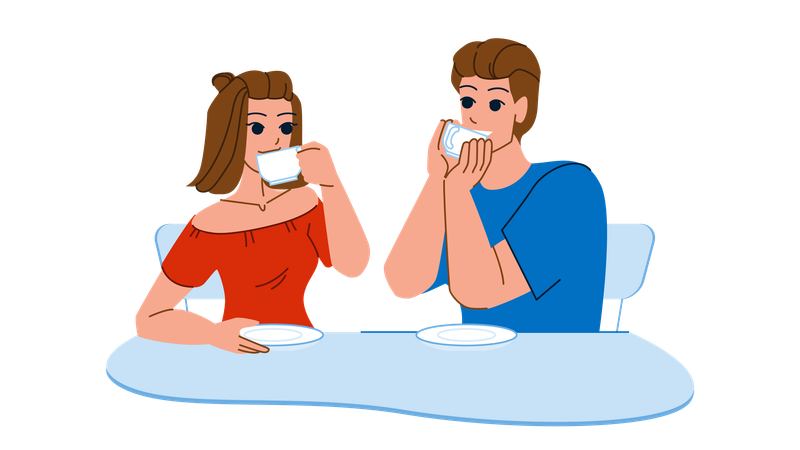 Couple drinking coffee  イラスト