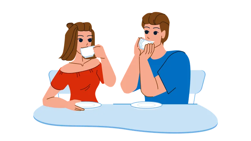 Couple drinking coffee  イラスト