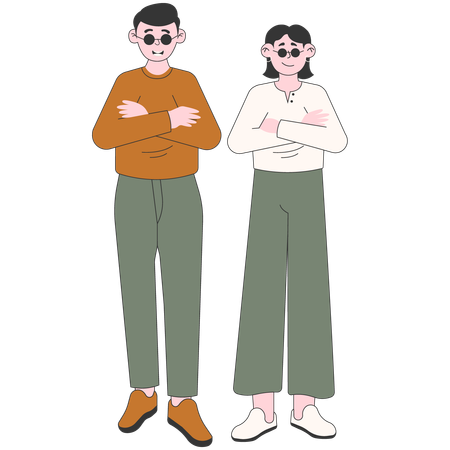 Couple élégant portant des lunettes  Illustration